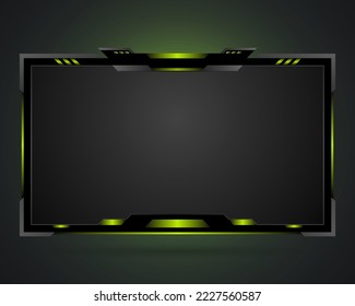 Live stream overlay futuristic interface panel with green light effect