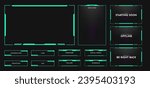 Live stream overlay panel design template. Futuristic digital streaming screen interface. Online game, video streaming frame layout. Vector illustration