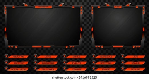 Live Stream Overlay Webcam Screen Frame and Stream Alert GUI Panels for Gaming and Video Streaming Platforms