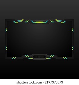 Live stream overlay webcam video border frame, modern game interface streaming screen panel for live broadcast.