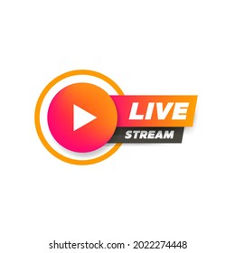 Live stream with play button icon symbol.