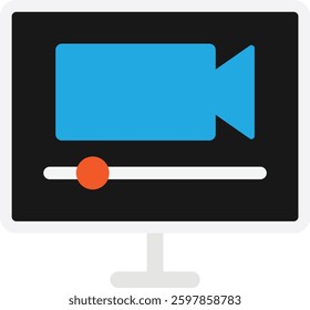 Live Stream Play Icon Vector Flat Illustration