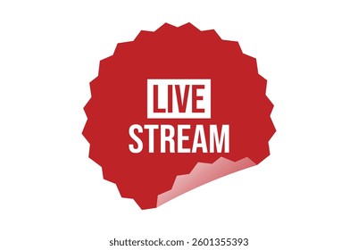Live stream red ribbon label banner.