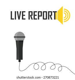 live stream report - vector illustration with microphones