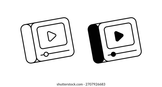 Live stream set icon with white background vector stock illustration