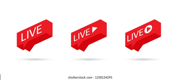 Live Stream sign, emblem, logo. Social media icon LIVE streaming. Speech bubble. Vector illustration.