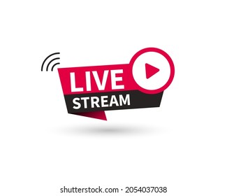 Live stream sign. Geometric banner of online live streaming or broadcast. Vector illustration