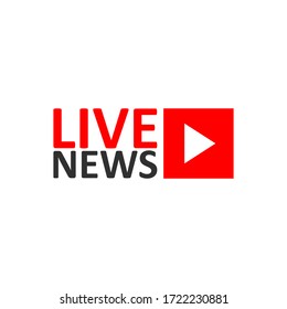 Live Stream sign. Red symbol, button of live streaming, broadcasting, online stream emblem. For tv, shows and social media live performances