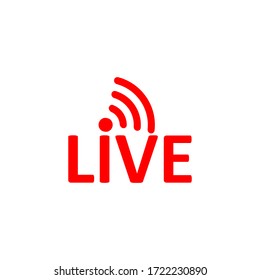 Live Stream sign. Red symbol, button of live streaming, broadcasting, online stream emblem. For tv, shows and social media live performances