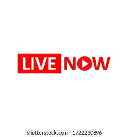 Live Stream sign. Red symbol, button of live streaming, broadcasting, online stream emblem. For tv, shows and social media live performances