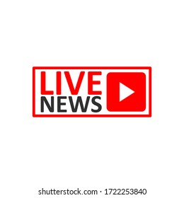 Live Stream sign. Red symbol, button of live streaming, broadcasting, online stream emblem. For tv, shows and social media live performances