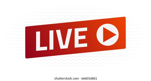  Live Stream sign with wave. Emblem, logo, badge. Color gradient. Flat design. Template for citybanner, website, design, cover, infographics. White background. Illustration. Eps10.