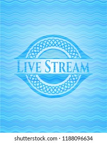 Live Stream sky blue water wave emblem background.