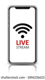 Live stream. Smartphone. Stock vector illustration.