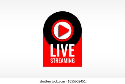 Live Stream or live streaming symbol icon with play button in red isolated on white background vector illustration. easy to edit for broadcasting or advertising online.  