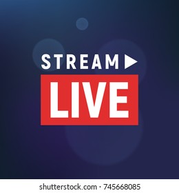 Live stream symbol. Web TV and online broadcasting icon. Vector illustration  isolated on blue background