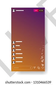  Live Stream. The template is live streaming. The user started a live streaming. Vector template broadcast