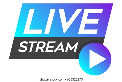 Live Stream Vector Design Element For Websites Or Social Media With Play Button. 