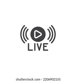 Live stream vector icon. filled flat sign for mobile concept and web design. Online translation glyph icon. Symbol, logo illustration. Vector graphics