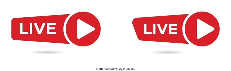 Live stream vector icons or buttons set 