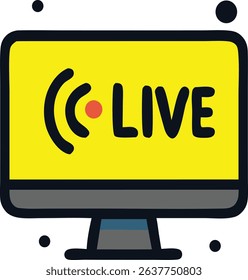 Live stream Vector screen icon with yellow color.