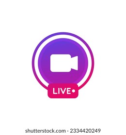 Live stream video icon on white, vector