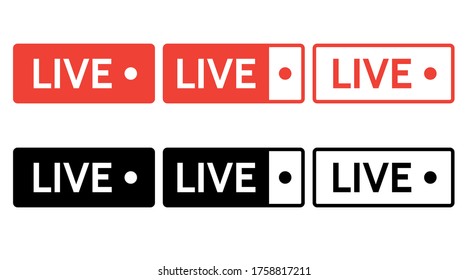 Live stream video,  online logo, icon, button, symbol, badge, sign, label, sticker template. vector illustration  isolated background.