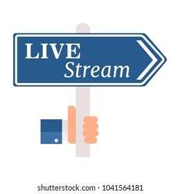 Live stream. White background.
