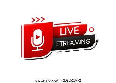 Live Streaming 3D Banner. Video Internet Conference Concept. Live Stream, Internet Education. Vector Illustration.