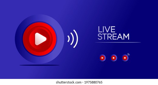 Live streaming background and icon. loading, player, broadcast, website, online radio