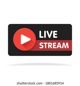 Live-Streaming-Banner - rotes Vektordesign-Element mit Play-Taste. Vektorgrafik.