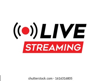 Live streaming banner for TV shows or online broadcasting websites: news, football or concerts. Vector live video stream logo, icon.