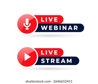 Transmisión en vivo o símbolo de transmisión para canales de Web Vector