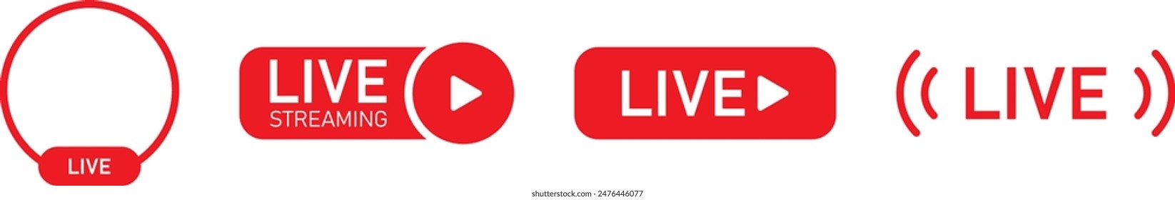 Live, streaming, broadcasting, online stream button, icon. Vector illustration