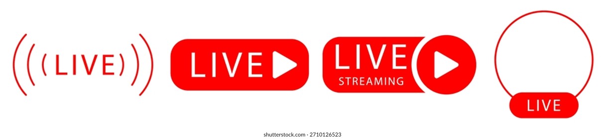 En vivo, transmisión, transmisión, Botón de transmisión en línea, ícono. Ilustración vectorial