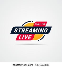 Live Streaming button, badge, logo, emblem label symbol vector illustration
