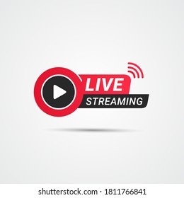 Live Streaming button, badge, logo, emblem label symbol vector illustration