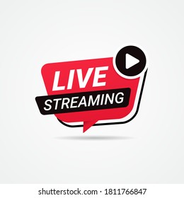 Live Streaming button, badge, logo, emblem label symbol vector illustration