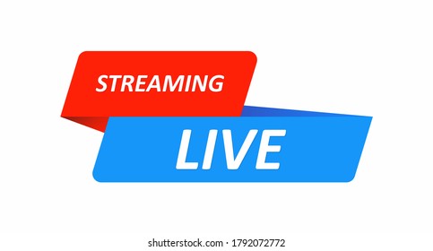 Live streaming button isolated on a white background. Color button for creating a video channel, blog, stream, or news feed. User interface element. Vector illustration