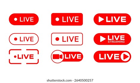 Live Streaming Button vector design, Isolated Red Online graphic elements for Business banner, Sicual meda communication, Editable