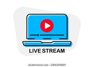 botón de streaming en vivo. Botón de transmisión de video para noticias y TV o transmisión en línea. Webinar en vivo. Transmisión en vivo, transmisión en línea. Diseño para programas de televisión, películas y actuaciones en directo