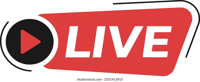 Live streaming buttons and vector icon