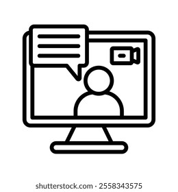 Live Streaming Class Vector Lineal Icon on white background.