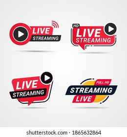 Live Streaming collection button, badge, logo, emblem label symbol vector illustration