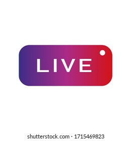 live streaming colorful square realistic isolated web button