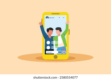 Live streaming concept. Colored flat vector illustration isolated.	