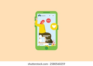 Live streaming concept. Colored flat vector illustration isolated.	