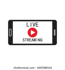 Concepto de streaming en vivo con un simple icono del vector del smartphone en fondo blanco
