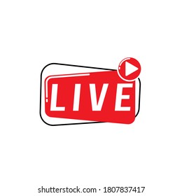 Live streaming flat logo vector design element with play button. Vector stock illustration