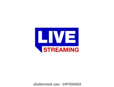 Live streaming flat shape icon. Flat shape design element with play button for news,radio,TV or online broadcasting or online stream isolated on white background. Live webinar icon for Social media